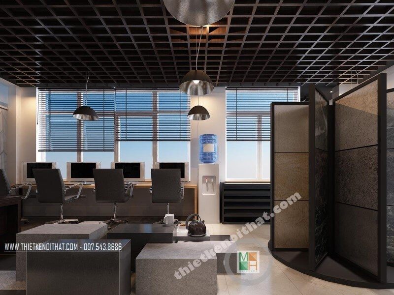 Khu trưng bày đá được thiết kế theo dạng xoay tròn, có khả năng di chuyển linh hoạt, giúp tăng số lượng sản phẩm được trưng bày, tiết kiệm diện tích cho showroom và thuận tiện cho khách hàng.